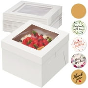 Auckpure 15pcs Cake Boxes, 12x12x8 Inches Tall Cake Box with Window, White Bakery Boxes, Large Baking Boxes, Square Cardboard Cake Box for Multi-Layer Cakes, Cake Decorating Supplies for Gift Giving