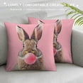thumbnail image 3 of TIAOTIAOHOU Pink Animal Bunny Pillow Covers Lovely Rabbit Gum Decorative Super Soft Easter Throw Pillow Case Decorative Cushion Cover Standard Square, 3 of 5
