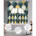 thumbnail image 2 of Teal Yellow Rhombus Swag Curtains for Living Room/Bedroom Windows, Geometric Abstract Art Kitchen Curtains and Valances Set 36 Inch Length, Light Filtering Swags Valance Curtain Panels, 2 of 5