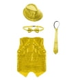 thumbnail image 3 of Aislor Kids Girls Boys Jazz Hip-hop Dance Outfits Sequins Vest Crop Top with Hat and Bowtie Necktie A Gold 11-12, 3 of 7