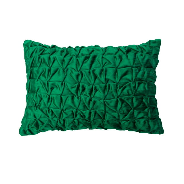 The HomeCentric Designer Green 12"x16" (30x40 cm) Lumbar Pillow Covers, Velvet Knotted & Textured Oblong Pillows For Couch, Solid Pattern Modern Style - Emerald Waters