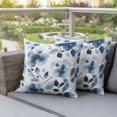 thumbnail image 4 of Spring Floral Pillow Covers 2 Pack Watercolor Dark Blue Flower Green Leaves Farmhouse Pillowcase Waterproof Outdoor Throw Pillow Cover for Patio Garden Square Cushion 16”x16”, 4 of 9