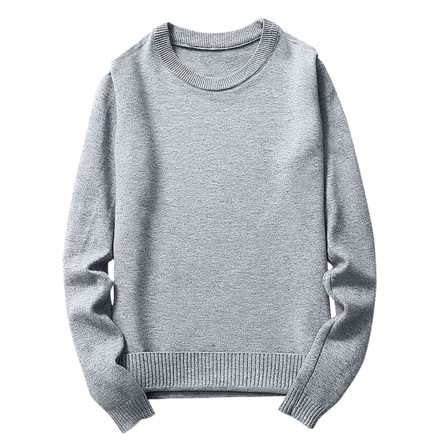 Jalioing Sweaters for Men Casual Loose Crew Neck Long Sleeve Pullover Sweater Solid Color Basic Knit Shirts
