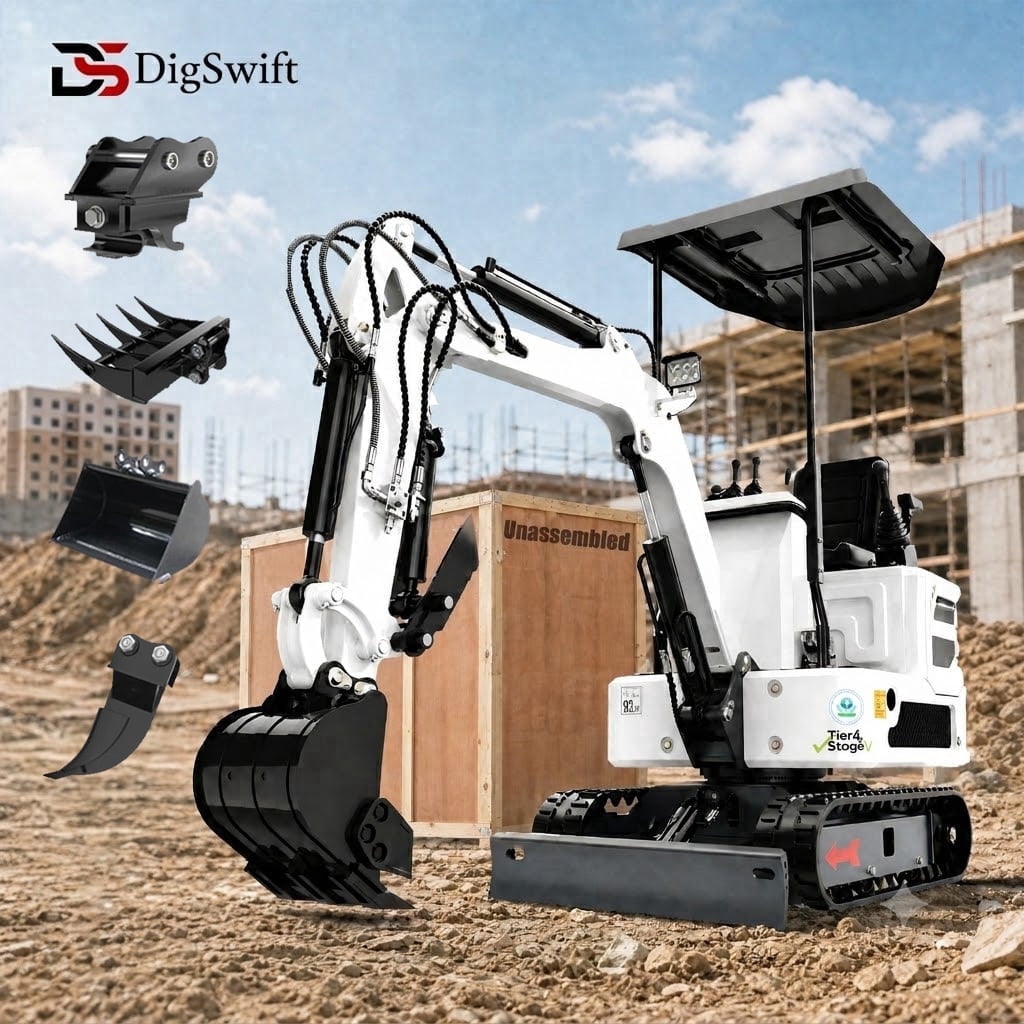 TYPHON, Mini Excavator, 18 FLEX PRO, 1.8 Ton with 12 Attachments