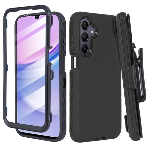 Thousand Gear Samsung Galaxy 16 5G Defender Case with Built-in Screen Protector & Belt Clip | Heavy Duty Shockproof Rugged Kickstand Phone Cover Black