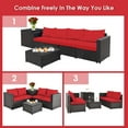 thumbnail image 5 of Costway 8PCS Outdoor Patio Rattan Furniture Set Cushioned Loveseat Storage Table Red, 5 of 10