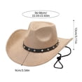 thumbnail image 3 of Sombrero de copa tipo tibetano de ala grande de ala ancha con cinturón y correa ajustable para la barbilla para festivales de viajes al aire libre tanto para hombres como mujeres, 3 of 6
