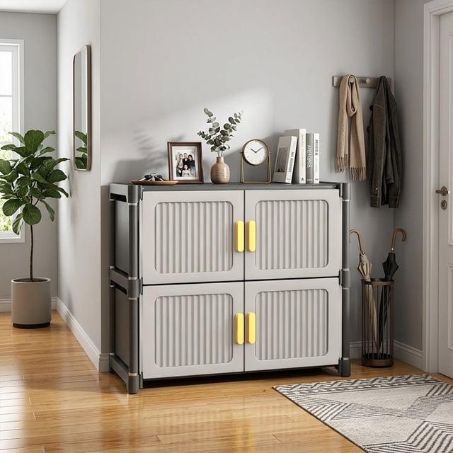 EARKITY Doormounted Shoe Cabinet With Detachable Shoe Racks And Multi-tiered Storage Shelvessuitable For Entrywayshallwaysand Living Rooms To Clean And Whi