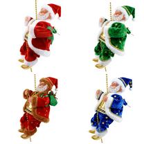 Yucurem Christmas Santa Claus Musical Climbing Rope, Funny Plush Electric Santa Claus Climbing Rope Figure for Tree, Window, Wall, Home Decor (4PCS)