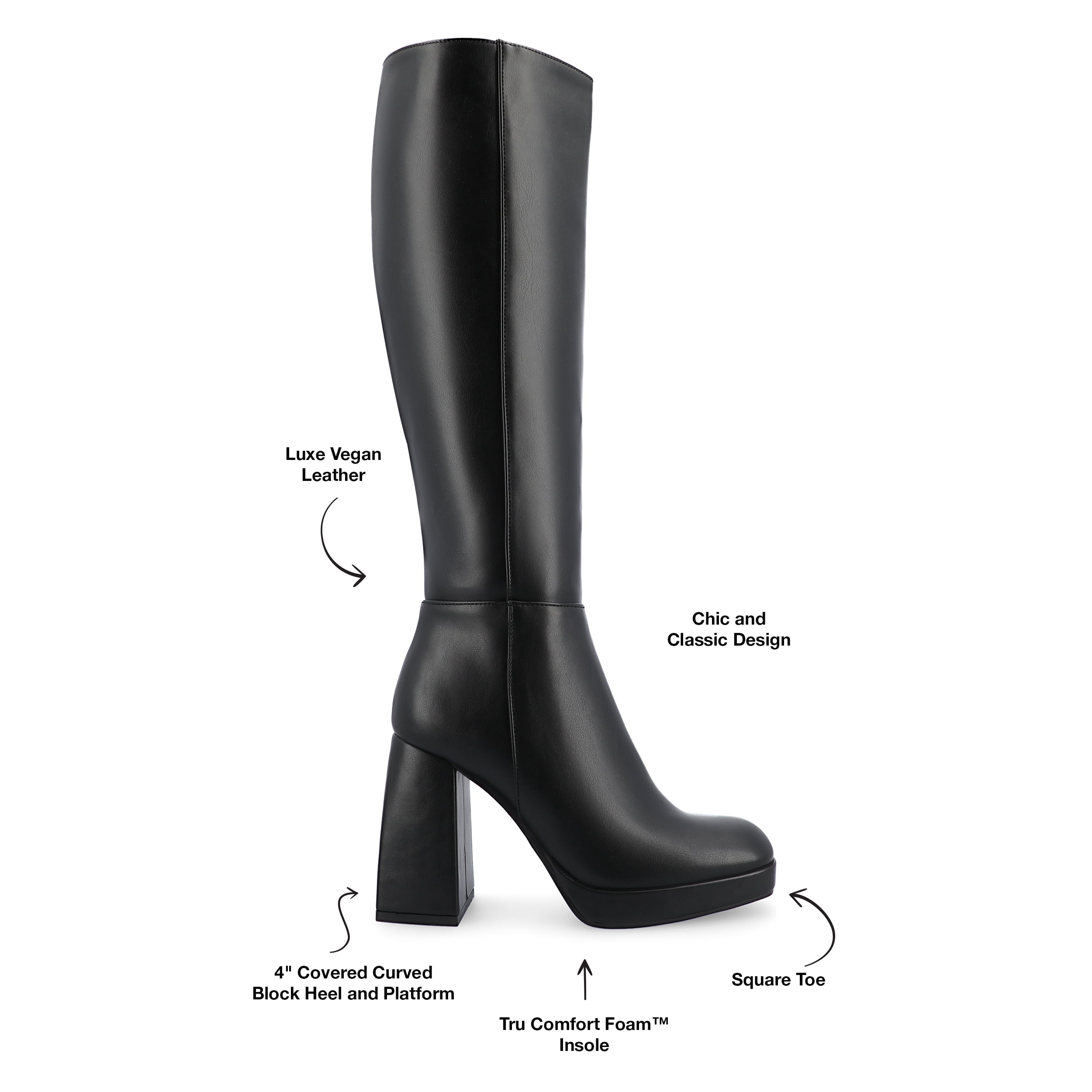 Journee Womens Mylah Platform Square Toe Boots
