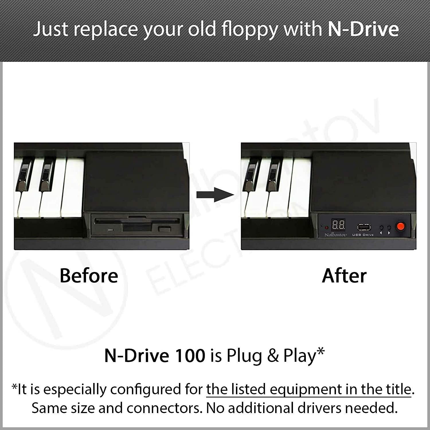 Nalbantov USB Floppy Disk Drive Emulator N-Drive 100 RB SY-FD20 for Technics SX-PR 303, 305/K and 307/K