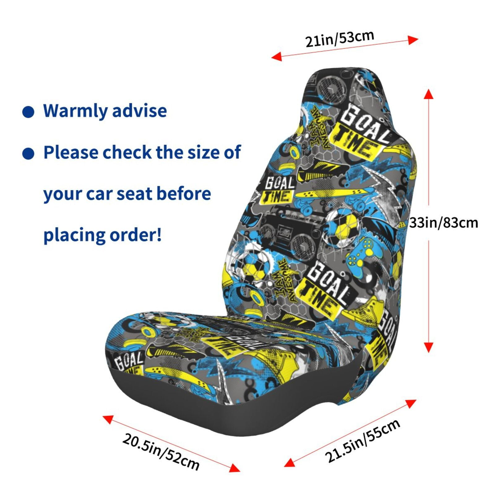 Naloa Goal Time Car Seat Covers Universal Front Seat Coves for Car Accessories ,Padded Car Covers for Automotive, SUV, Truck, and Van