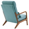 thumbnail image 4 of High Back Solid Wood Armrest Backrest Iron Frame Linen Indoor Leisure Chair Teal, 4 of 9