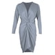 thumbnail image 2 of Vestido ajustado cruzado de manga larga para mujer, elástico, con escote en V profundo, negro y gris, tallas S-XL Gris s, 2 of 9
