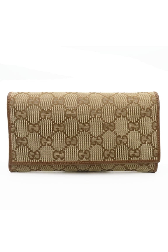 Pre-Owned Gucci Long Wallet 346058 GG Canvas Leather Brown Bi-fold Accessory Women's... (Good)