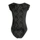 thumbnail image 4 of Gibobby Conjunto de lencería Conjunto de Liguero con Sujetador de Encaje, Lencería Elegante y Exquisita para Mujer para Noche de Bodas, Luna de Miel y Más(Negro, 4XG), 4 of 5