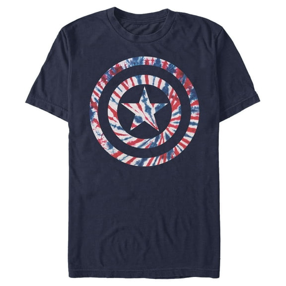 Men's Marvel Captain America Tie-Dye Logo Graphic Tee Navy Blue X Large