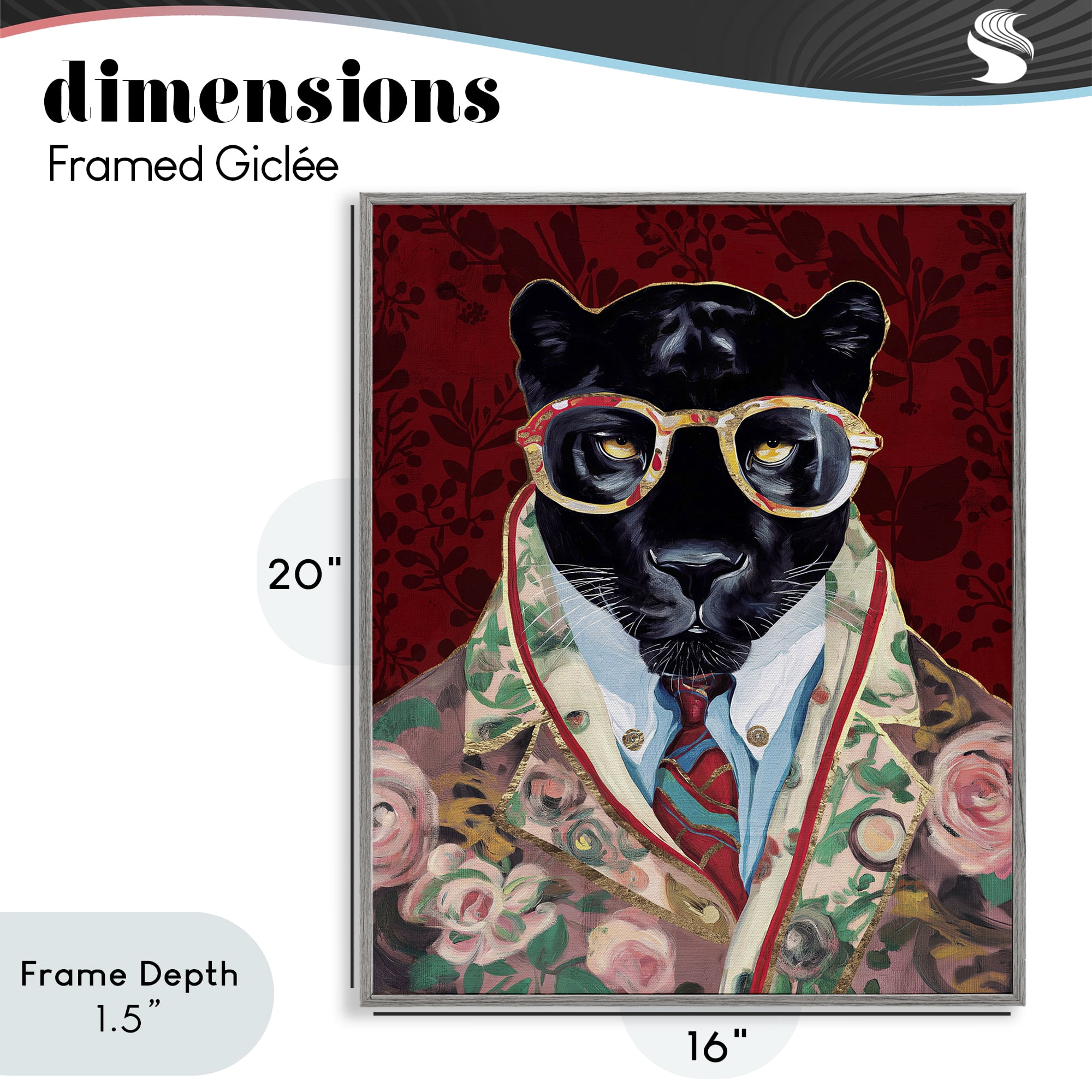 Stupell Industries Fashionable Scarlet Panther Gray Framed Giclee Art, design by Svetlana Aleynikova