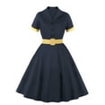 thumbnail image 1 of EQWLJWE Robes d'Été pour Femmes 2023 Mode Femmes Été Rétro Décontracté Chandail Imprimé Aguichant Manches Courtes Longue Robe, 1 of 3
