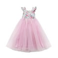 thumbnail image 4 of Baby Girl Floral Sleeveless Ruffle Tulle Princess Dress Elastic Backless One Piece Wedding Outfit, 4 of 5