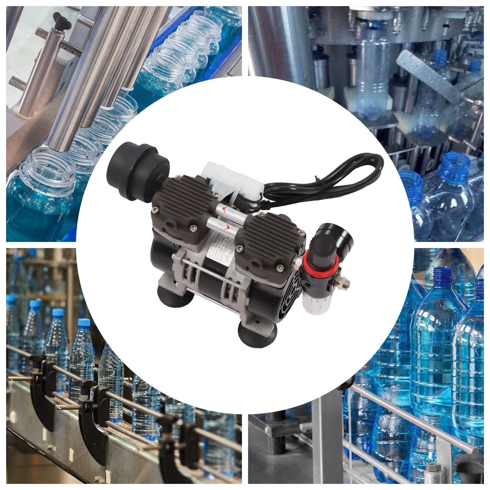 200W Lab Vacuum Pump Oil Free Oilless Vacuum Pump 60L/min With Pressure Gauge Black 6.8*3.5*5.6