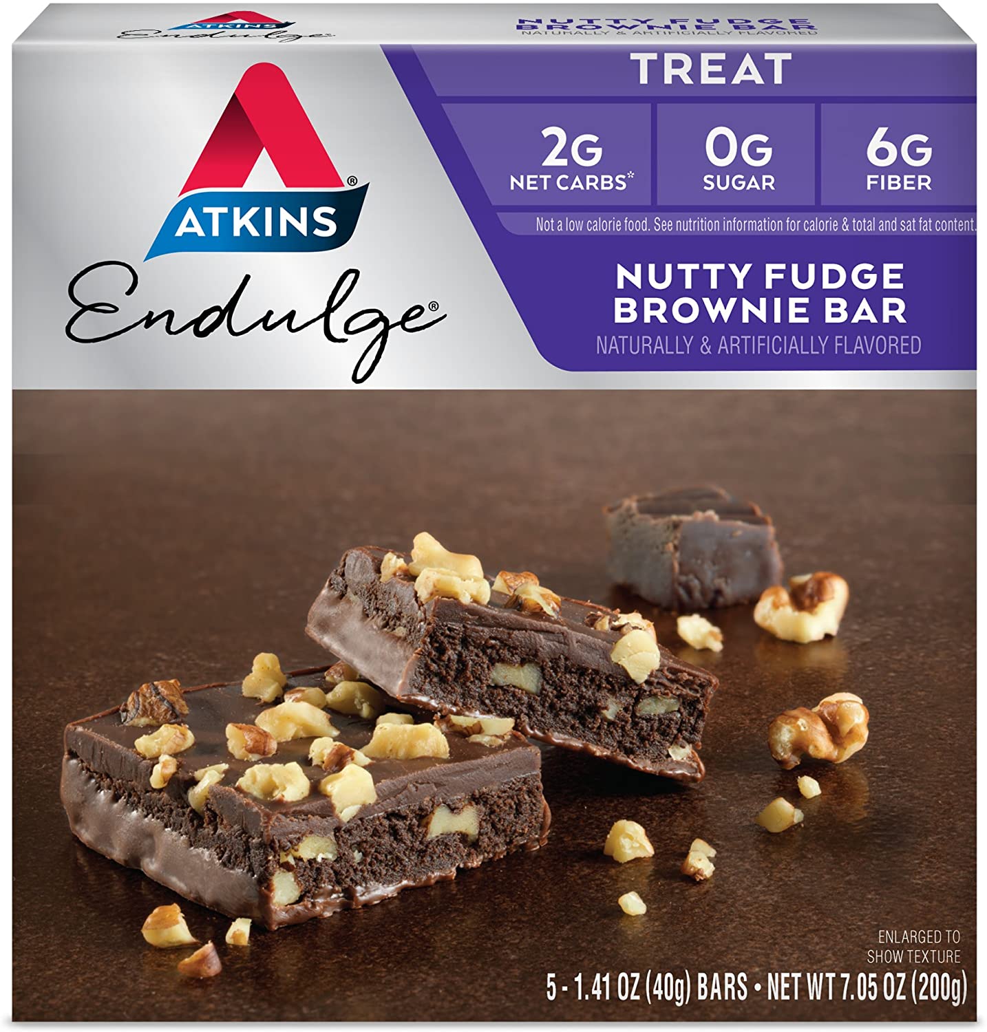 Atkins Endulge Treat, Nutty Fudge Brownie Bar, Keto Friendly, 5 Count