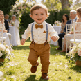 thumbnail image 2 of 4Pcs Formal Gentleman Outfit for Toddler Baby Boys, Including a Dress Shirt, Bowtie, Suspender And Pants, Size 1-5 Years, 2 of 7