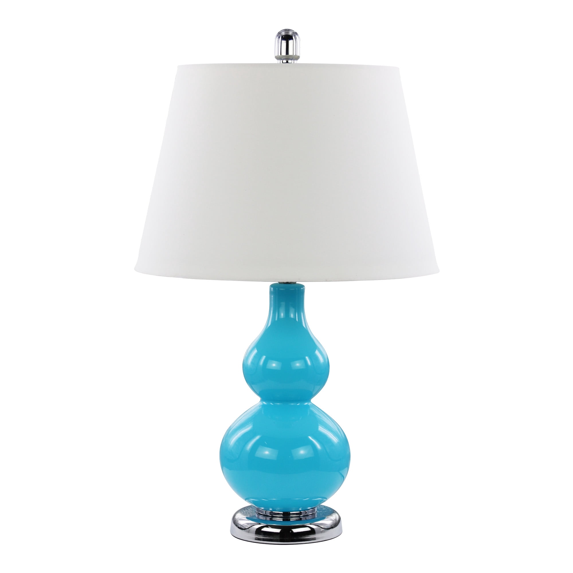 Abble Modern 2pcs Table Lamps Set with Beige Lamp Shade for Living Room and Bedroom -Blue