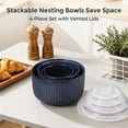 thumbnail image 2 of Vesteel Serving Bowls with Lids Set of 4, Ribbed Ceramic Mixing Bowls, Nesting Bowls for Food Storage Prep Salad, 10 / 20 / 35 / 60 OZ, Microwave & Dishwasher Safe, Ocean Blue, 2 of 8
