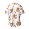 thumbnail image 5 of Uemuo Squirrel Giving A Gift Pattern Cotton Linen Short Sleeve Shirts,Casual Lightweight Button Down Shirts,Vacation Beach Summer Tops-3X-Large, 5 of 7