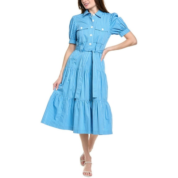 Derek Lam 10 Crosby womens Buffy Midi Dress, 4, Blue