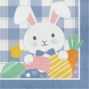 Way to Celebrate Gingham Easter Bunny 2-Ply Paper Napkins 6.5" 16 Ct, Multicolor