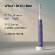Philips Sonicare 5700 Series Electric Toothbrush - Next-Generation Sonicare Technology, Pressure Sensor, 6 Brushing Settings, Smartimer, Brushpacer, 21-Day Runtime, Purple, Model HX7137/01