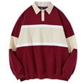 thumbnail image 1 of 2DXuixsh Chandail en Molleton pour Hommes Épais à Col Rabattu Chandail Veste Automne Hiver Décontracté Manches Longues Chemise Confortable Col Rond Chandails en Molleton Hauts Rouge Taille m, 1 of 6