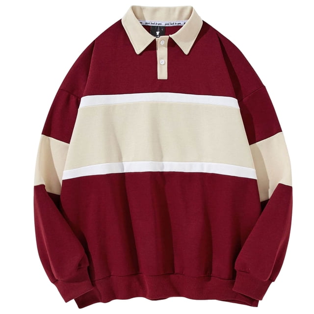 2DXuixsh Chandail en Molleton pour Hommes Épais à Col Rabattu Chandail Veste Automne Hiver Décontracté Manches Longues Chemise Confortable Col Rond Chandails en Molleton Hauts Rouge Taille g