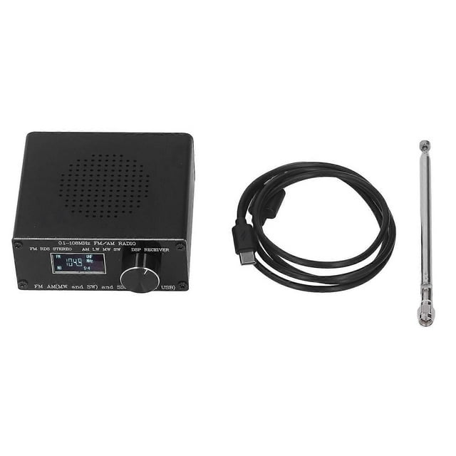 Full Band Radio Receiver FM AM SSB 0.96in Display SMA USB Charging Accessory Set Kit