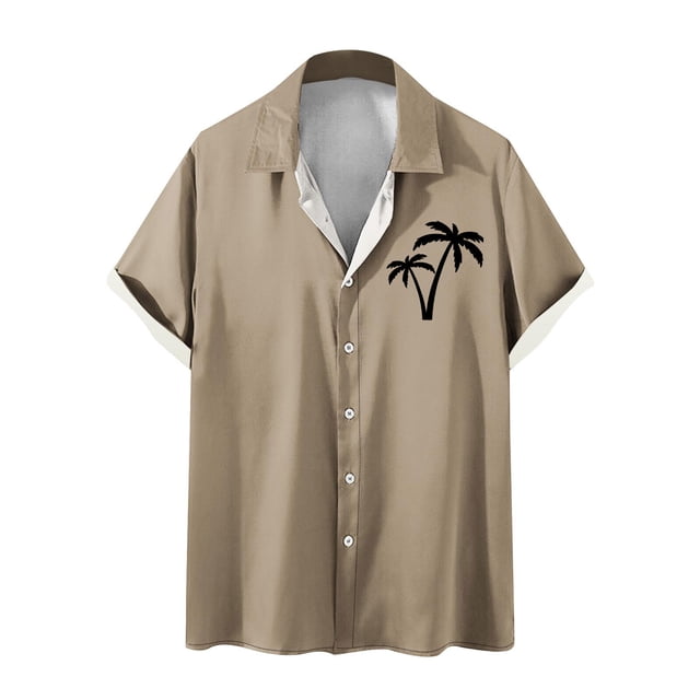 Camisas de Manga Larga para Hombres Blusa Cómoda de Cuello de Impresión, Camisa Casual de Poliéster para Uso Diario, de Fiesta Y de Primavera de Verano