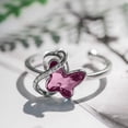 thumbnail image 4 of AOBOCO Sterling Silver Butterfly Ring Adjustable Size Ring Crystal Butterfly Ring Birthday Anniversary Jewelry Gifts for Women, 4 of 5
