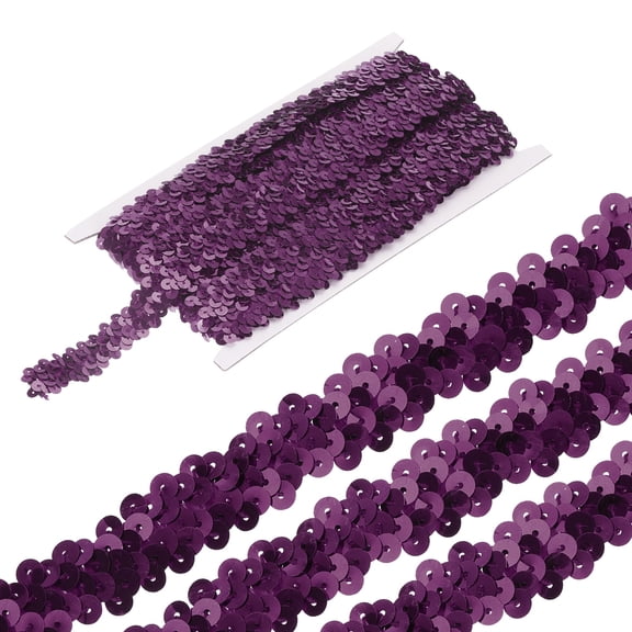 Uxcell 5 Yards 0.8 Inch Elastic Sequins Trim 2 Row Flat Sequin Strip Paillette Fabric Ribbon for Crafts DIY Fringe Sewing Costume Dress, Wine Red