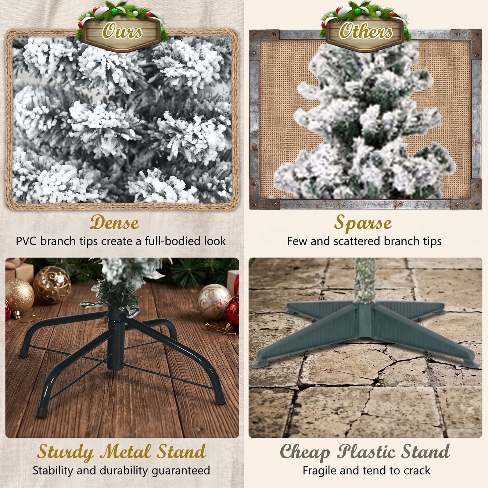 RUIE 4.5 FT Pre-Lit Snow Flocked Pencil Christmas Tree with 150 Warm White LED Lights, 242 Branch Tips, Artificial Slim Xmas Tree with Foldable Metal Stand for, White