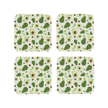 

Leather Coasters Set of 4 - green avocado Lightweight Non-Slip Drink Coasters for Desk Anti-Scalding Desk Cup Coasters for Office Table Decor Square