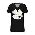 thumbnail image 4 of Ounisa St Patrick's Day V Neck Shirts for Womens Irish Shamrock Graphic Tee Funny Lucky Heart Printed Short Sleeve Shirts Tops, 4 of 4