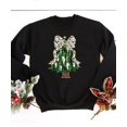 thumbnail image 4 of Christmas Tree with Dalmatian Bow and Gold Star Topper Sweatshirt for Women Teens and Kids Black Sweatshirt Adult Large, 4 of 4