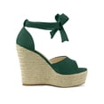 thumbnail image 3 of BLISSFUL STEP Women's Espadrilles Tie Up Ankle Strap Sandals Emerald Green (Size 6), 3 of 7