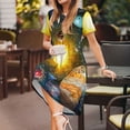 thumbnail image 3 of Easygdp Space Planet para Vestido Transpirable de Mujer, Vestido Suelto de Manga Corta con Pliegues y Bolsillos para el Verano, 3 of 6