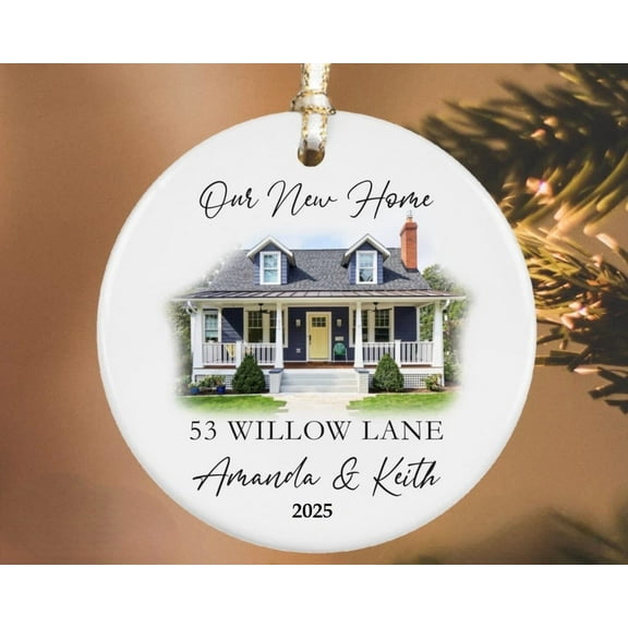 Personalized New Home Photo Ornament, Custom House Address Ornament, Housewarming Gift, Realtor Client Gift, Couples Home Ornament