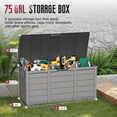 thumbnail image 3 of SUNCROWN 75 Gallon Outdoor Storage Box with Handles, Large Wood Grain Deck Box with Padlock, Large Deck Storage Container for Pool, Garden, Yard, Porch (Grey), 3 of 8