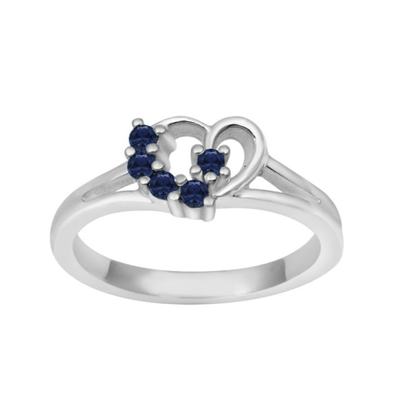 Heart Shape 0.10 Ctw Blue Sapphire 925 Sterling Silver Love Women's Valentines Day Gifts Ring
