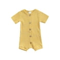 thumbnail image 1 of TSEXIEFOOFU Baby Short Sleeve Romper with Horizontal Stripes Printing, Single-Breasted Casual Style Summer Clothing, 1 of 9
