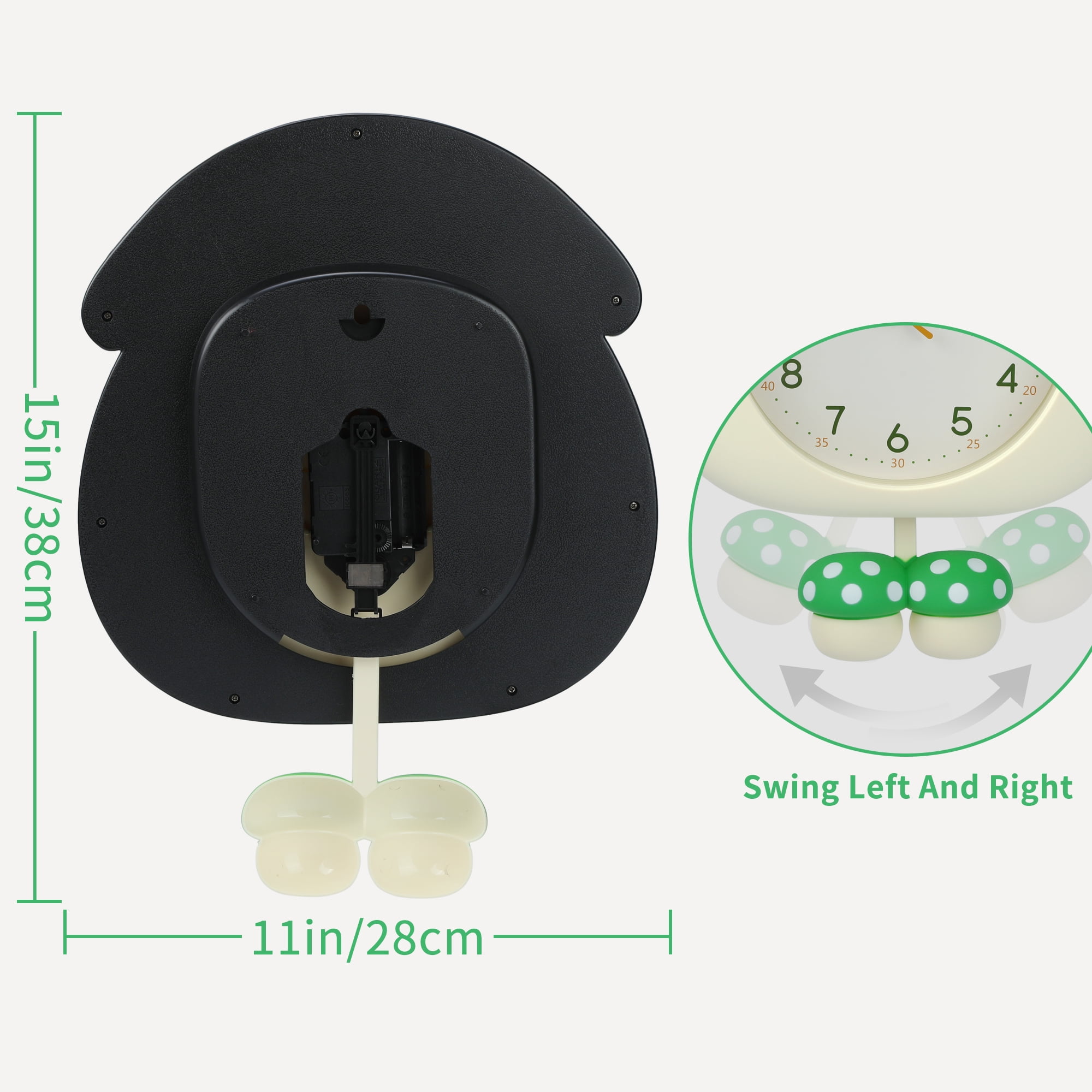 Unique Bargains 1pc Cute 3D Cartoon Mushroom House Silent Wall Clock 15" x 11" x 2" Green
